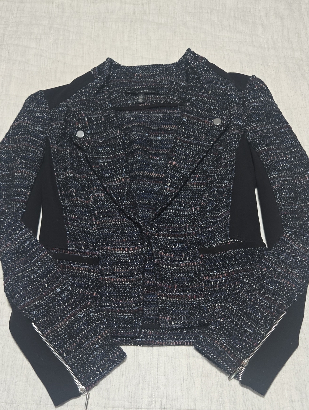 White House Black Market Black Multi Textured Knit Blazer